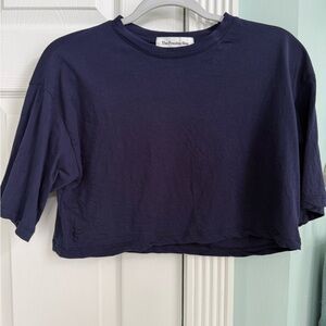 The Frankie Shop Navy Cropped Crew Tee